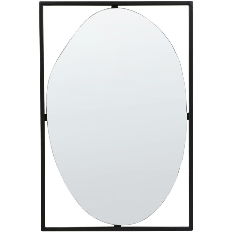 foto del prodotto beliani specchio decorativo da parete in stile moderno appeso in metallo 40 x 60 cm nero nibelle