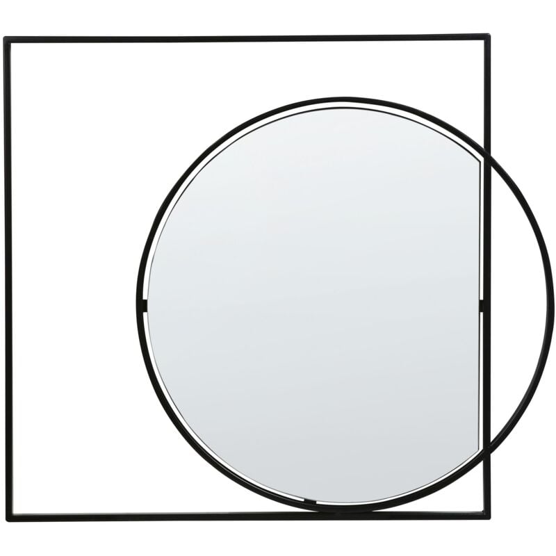 foto del prodotto beliani specchio decorativo da parete in stile moderno appeso in metallo 70 x 79 cm nero auxy