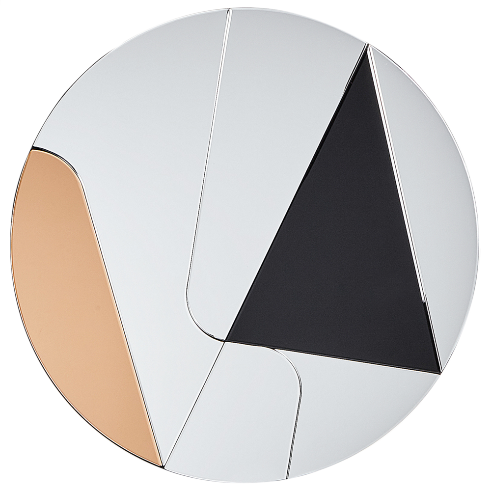 foto del prodotto beliani specchio decorativo da parete rotondo senza cornice in vetro colorato astratto 80 cm oro e nero trouville