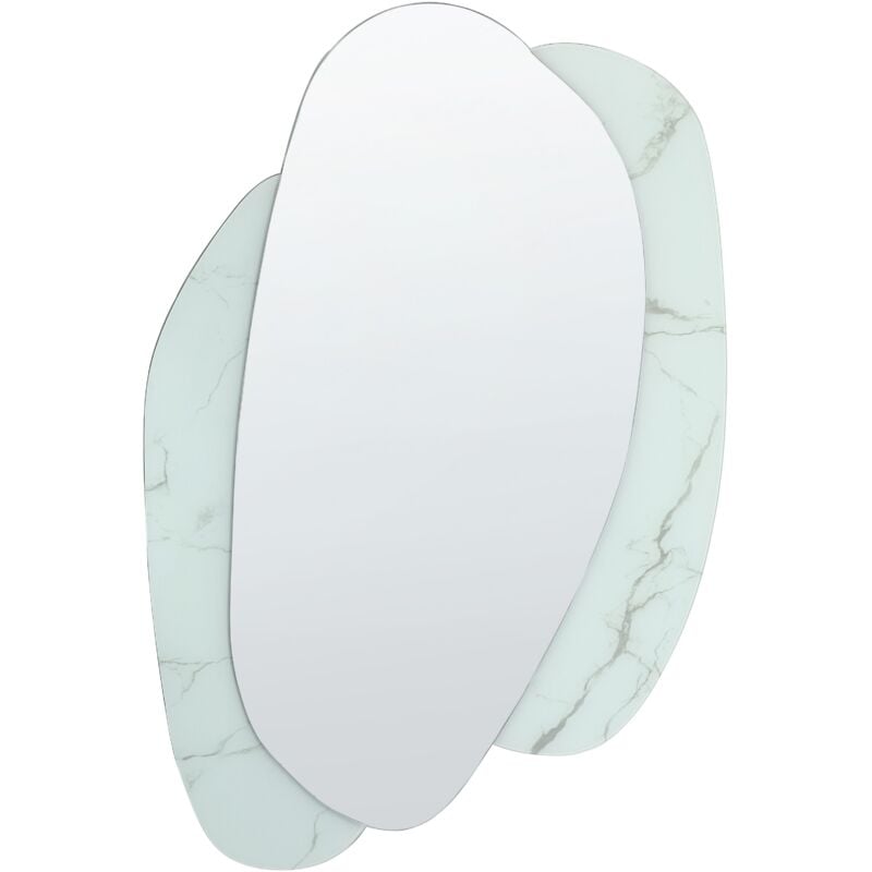 foto del prodotto beliani specchio decorativo da parete stile moderno da appendere effetto marmo 80 x 117 cm bianco pannes