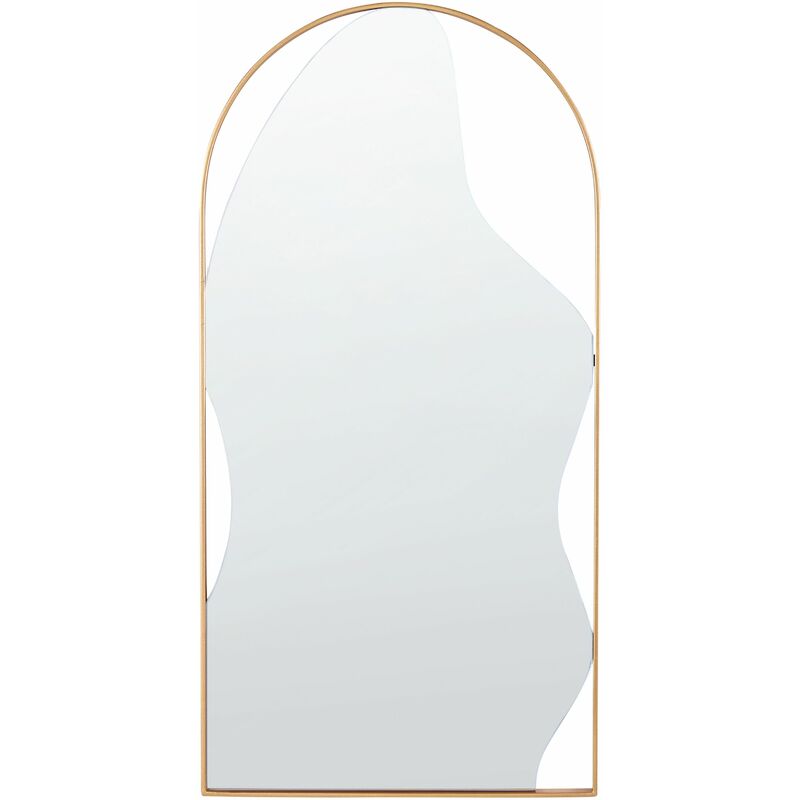 foto del prodotto beliani specchio decorativo ovale moderno e minimalista con cornice in metallo oro 41 x 81 cm colombier