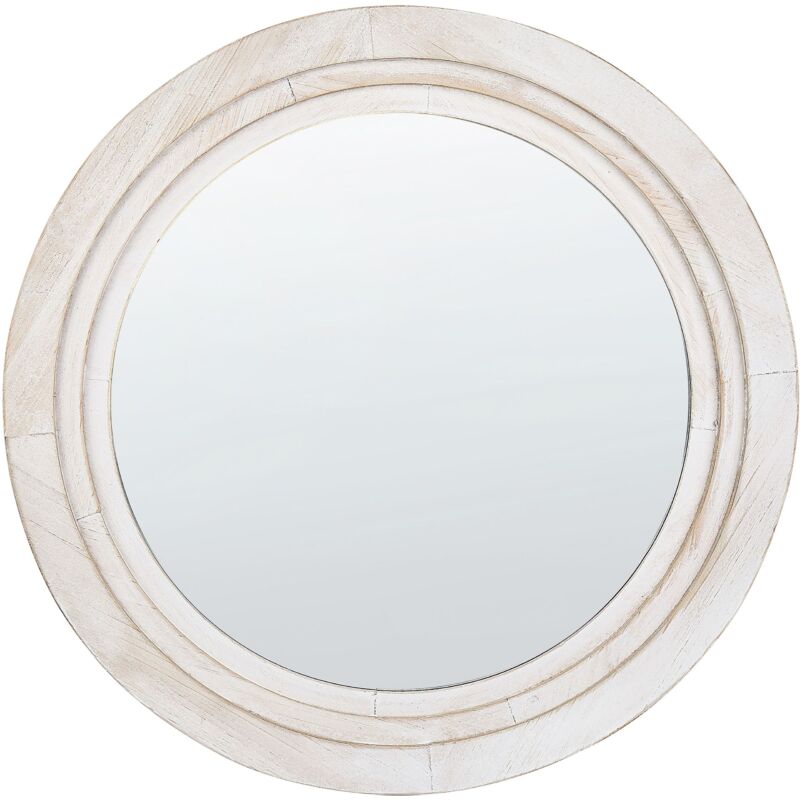 foto del prodotto beliani specchio decorativo parete moderno rotondo 60 cm realizzato mano bianco sporco