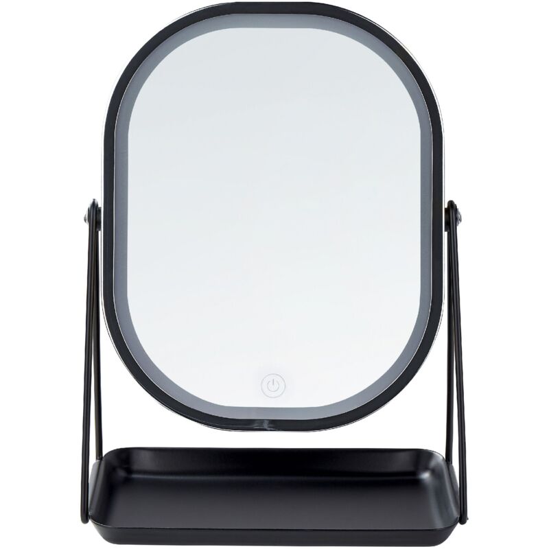 foto del prodotto beliani specchio led make up da tavolo 20 x 22 cm argento dordogne