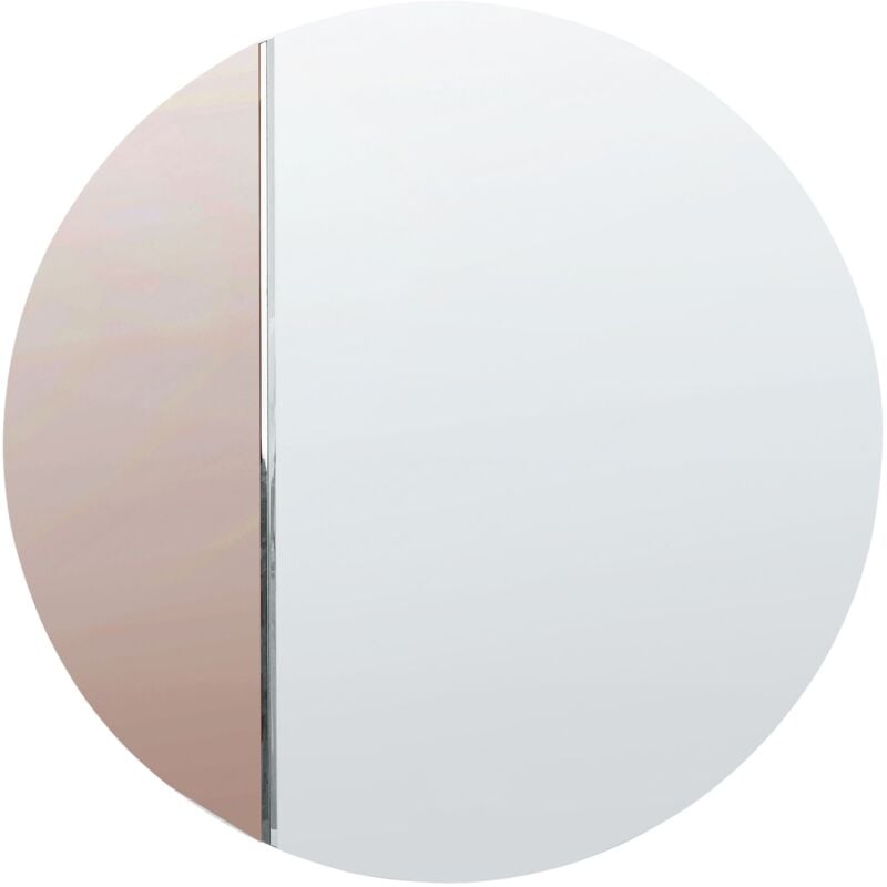 foto del prodotto beliani - specchio moderno da parete di forma rotonda con ganci in oro rosa charron