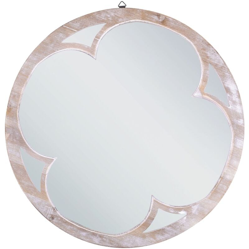 foto del prodotto beliani specchio parete rotondo decorativo appendere 60 bianco legno chiaro monclova