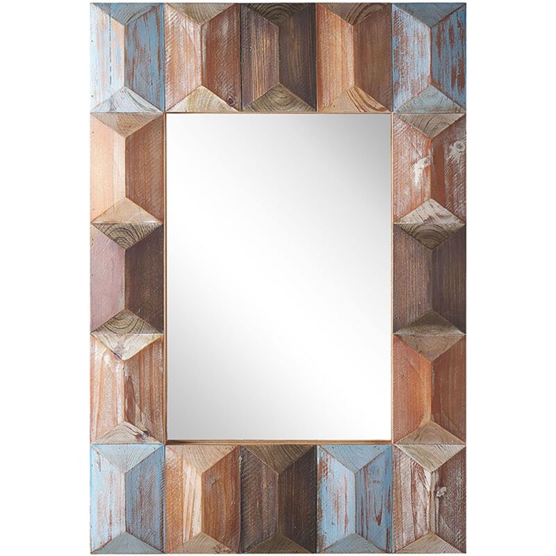 foto del prodotto beliani specchio rettangolare in legno scuro multi stile boho 63 x 90 cm iguala