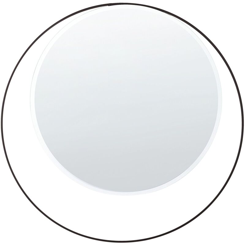 foto del prodotto beliani specchio rotondo in metallo nero 50 cm minimalista soggiorno agde