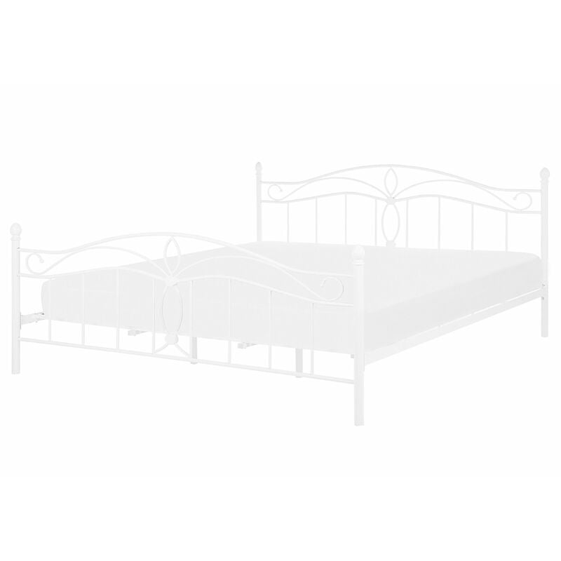 foto del prodotto beliani struttura letto in metallo bianco con doghe design vintage 160 x 200 cm antlia