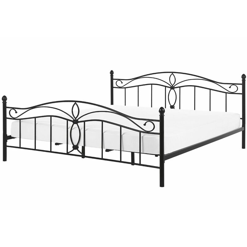 foto del prodotto beliani struttura letto in metallo nero con doghe design vintage 180 x 200 cm antlia