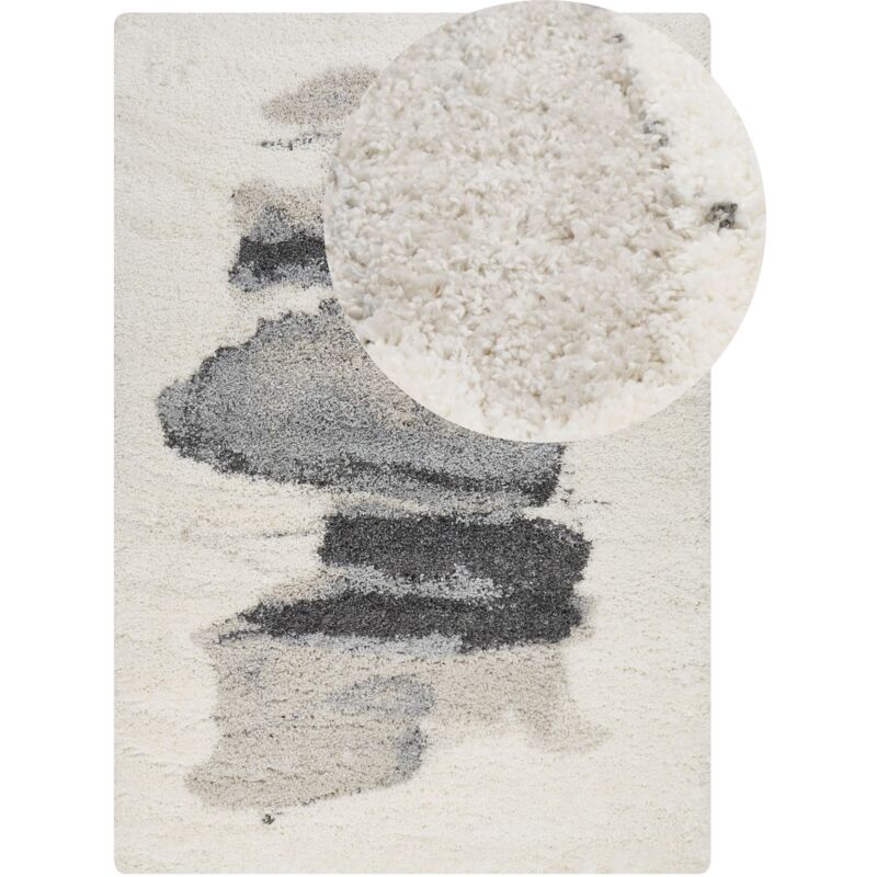 foto del prodotto beliani tappeto bianco grigio scuro 200 x 300 cm pelo lungo motivo astratto masis