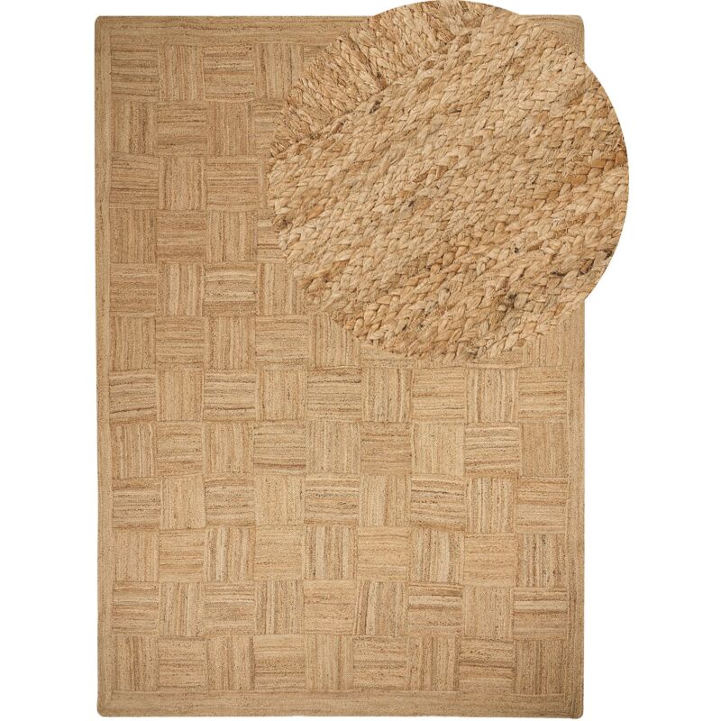 foto del prodotto beliani tappeto di iuta intrecciata naturale in stile boho a quadri 200 x 300 cm beige esentepe