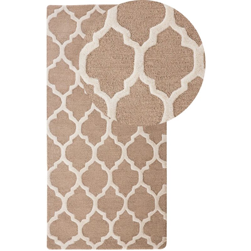 foto del prodotto beliani tappeto in lana e cotone beige tappeto moderno di design 80 x 150 cm erbaa