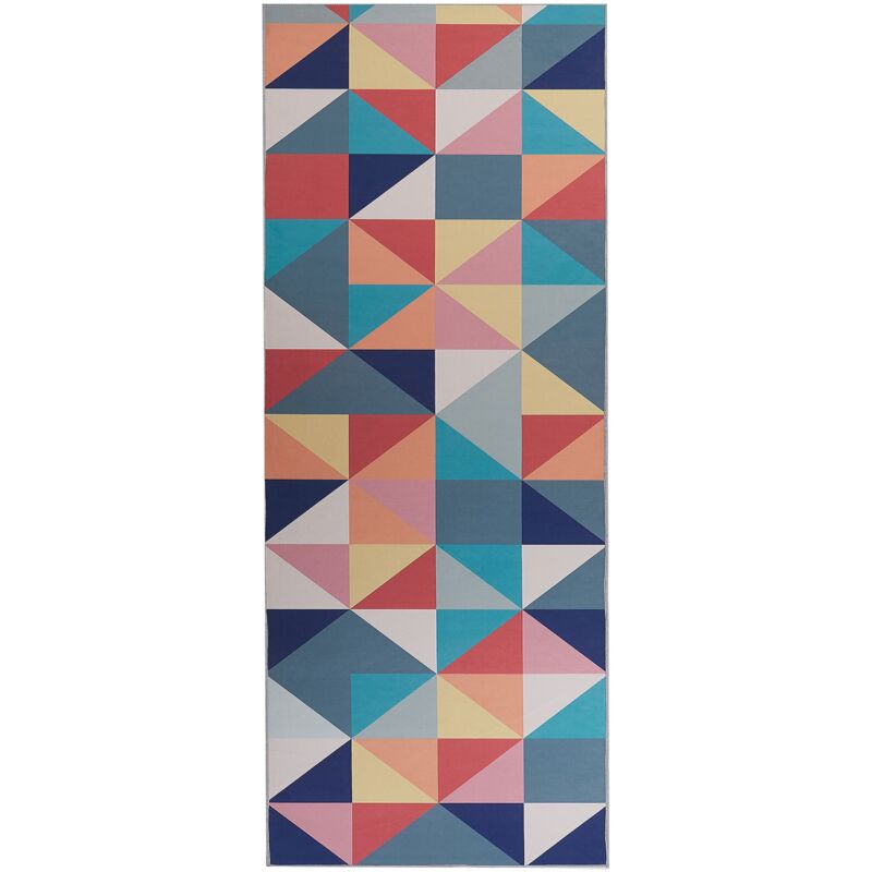 foto del prodotto beliani tappeto moderno da corridoio con motivo geometrico 80 x 200 cm multicolore villukuri