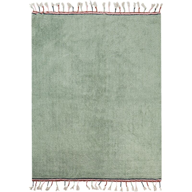 foto del prodotto beliani - tappeto moderno in cotone 140 x 200 cm con nappe per bambini verde caparli