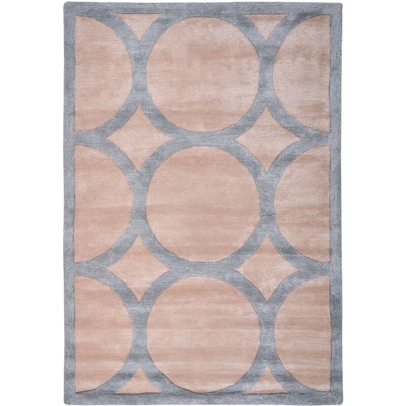 foto del prodotto beliani tappeto moderno in viscosa e lana fatto a mano di forma rettangolare 160 x 230 cm beige e grigio malan