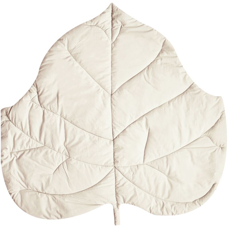 foto del prodotto beliani tappeto moderno per bambini a forma di foglia in cotone trapuntato 110 x 110 cm accessorio per la cameretta bianco sporco helikon