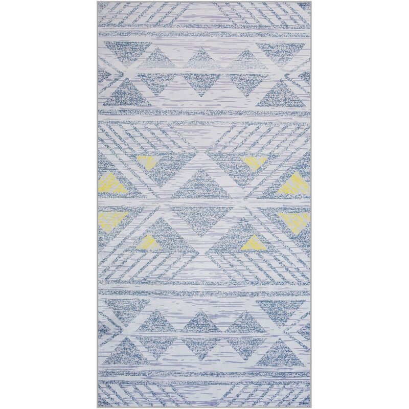 foto del prodotto beliani - tappeto motivo geometrico grigio-giallo 80 x 150 cm kargi