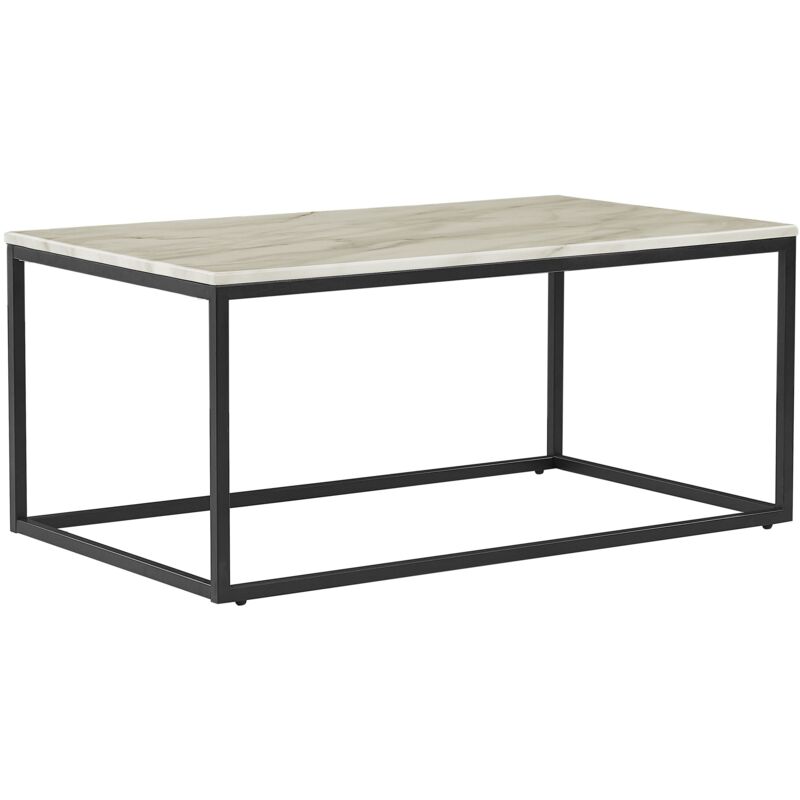 foto del prodotto beliani tavolino beige nero 100 x 60 cm con base in metallo delano