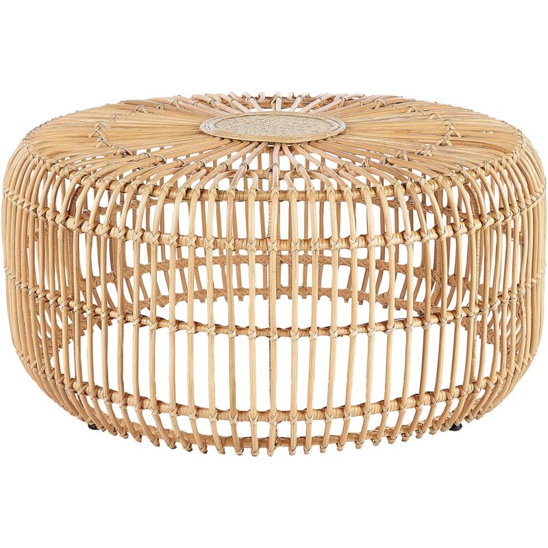 foto del prodotto beliani tavolino da giardino rattan boho outdoor indoor handmade 85 cm natural randazzo