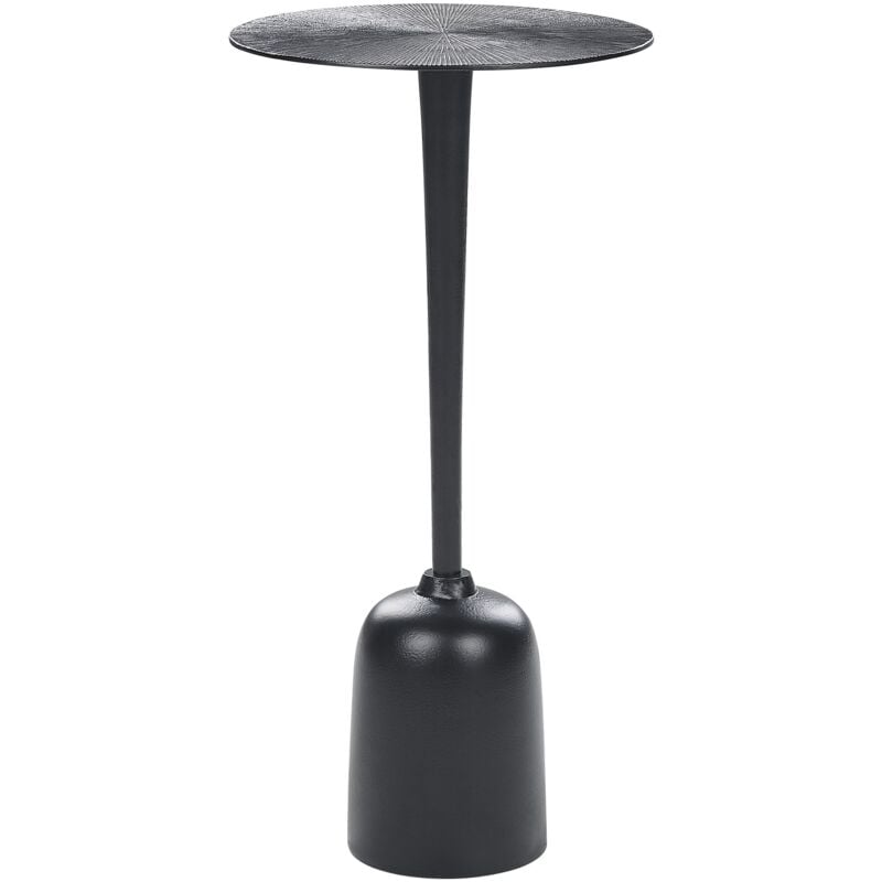 foto del prodotto beliani tavolino in alluminio nero verniciato a polvere con piano rotondo 30 cm selwyn