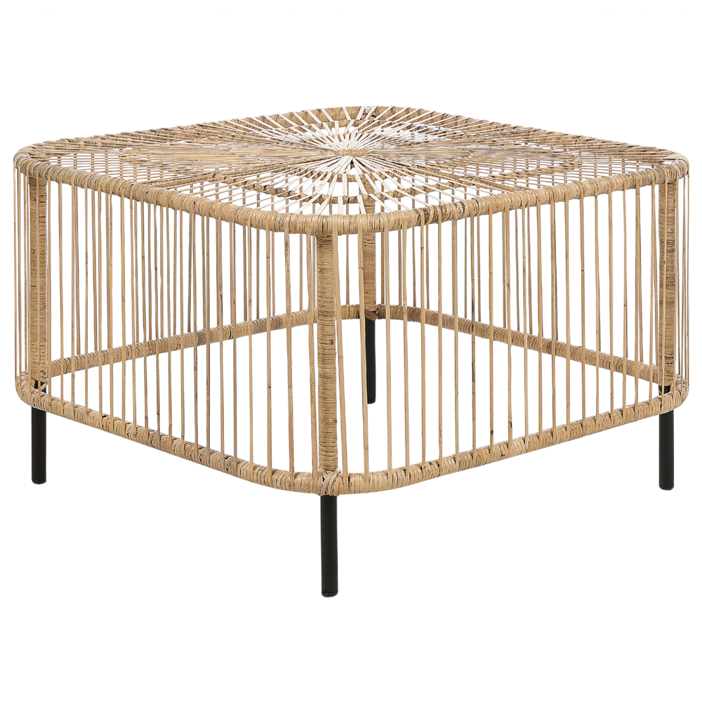 foto del prodotto beliani tavolino in rattan nero naturale fatto a mano resistente ai raggi uv 67 x 67 cm cesantico