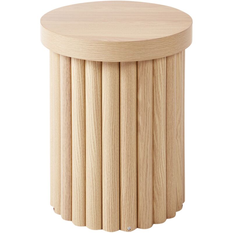 foto del prodotto beliani tavolino rotondo in mdf legno chiaro genola