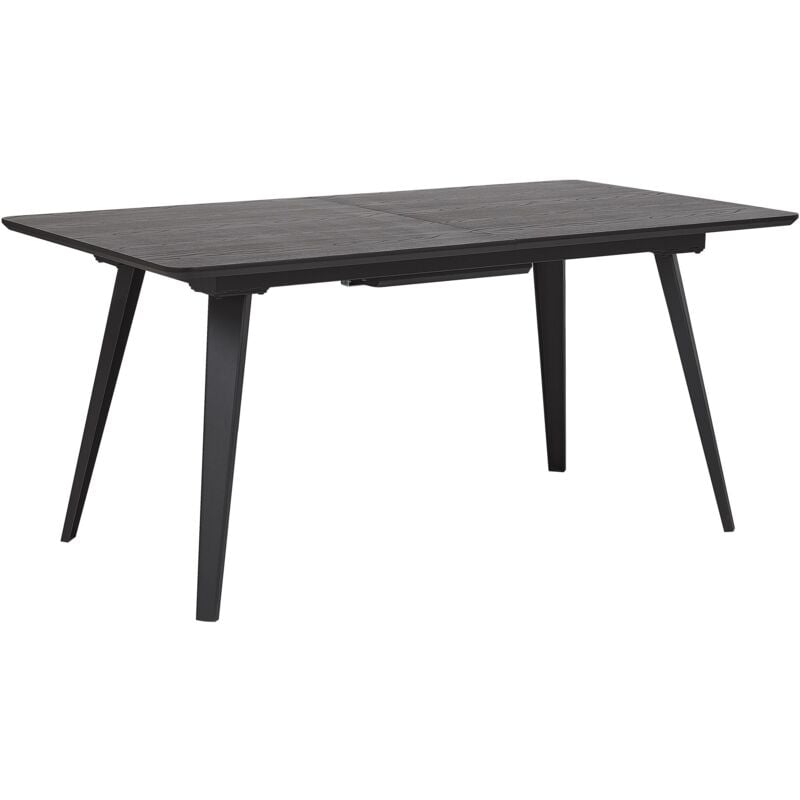 foto del prodotto beliani tavolo allungabile in acciaio nero piano mdf effetto legno 160 x 90 cm irvington
