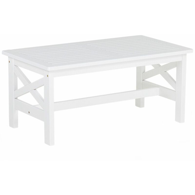 foto del prodotto beliani tavolo da giardino in legno bianco 100 x 55 cm baltic
