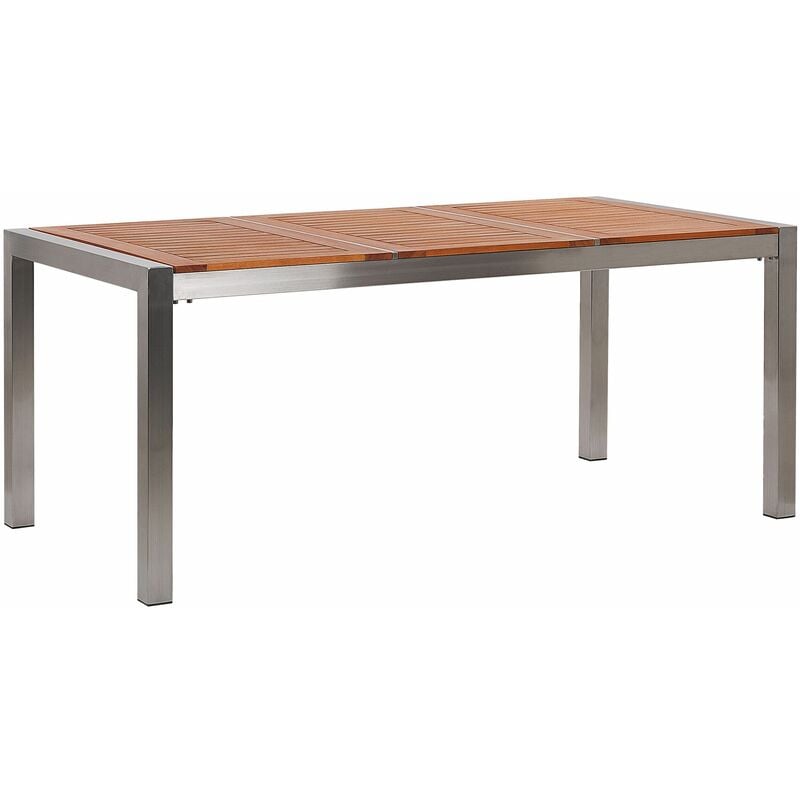 foto del prodotto beliani tavolo da giardino legno di eucalipto chiaro gambe acciaio 180 x 90 cm grosseto