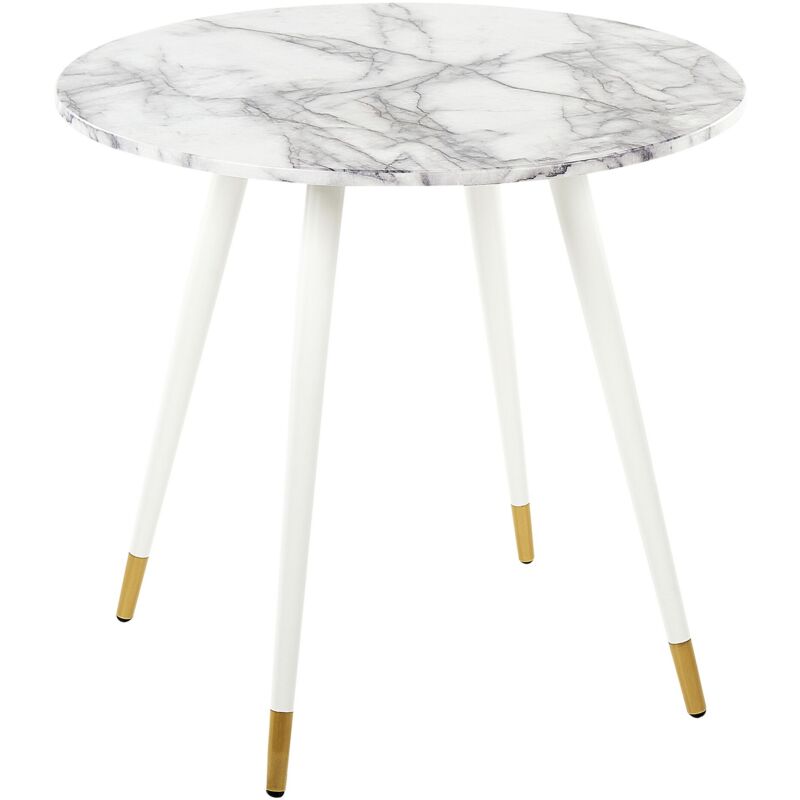 foto del prodotto beliani tavolo da pranzo bianco dorato 80 cm mdf marmo gambe in metallo gutiere
