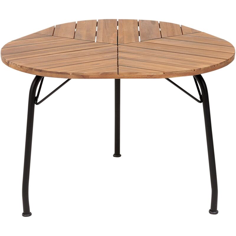 foto del prodotto beliani tavolo da pranzo da giardino in legno chiaro di acacia con piano a doghe rotondo 120 cm agello