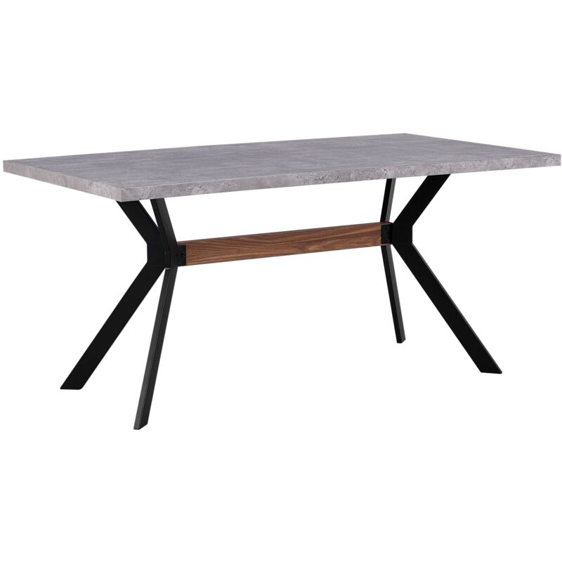 foto del prodotto beliani tavolo da pranzo effetto cemento gambe in metallo nero 160 x 90 cm benson