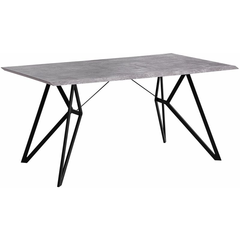 foto del prodotto beliani tavolo da pranzo effetto cemento gambe in metallo nero 160 x 90 cm buscot