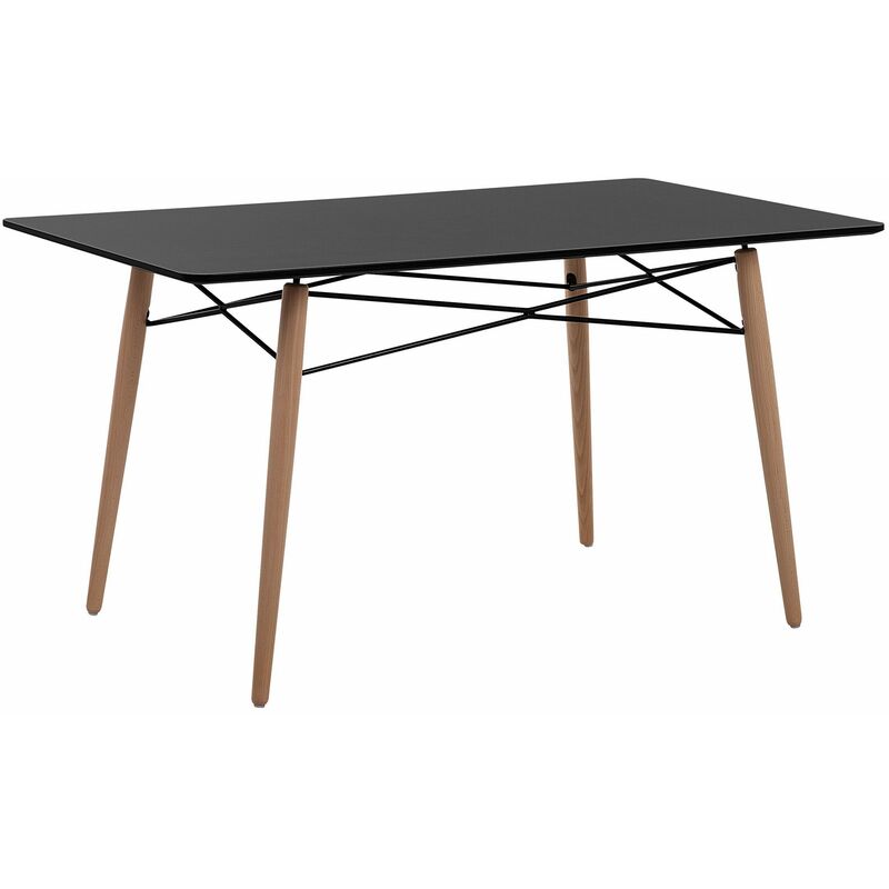 foto del prodotto beliani tavolo da pranzo legno chiaro piano nero moderno scandinavo 140 x 80 cm biondi