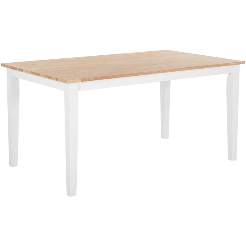 foto del prodotto beliani tavolo da pranzo legno di gomma marrone chiaro gambe bianche 90 x 150 cm georgia