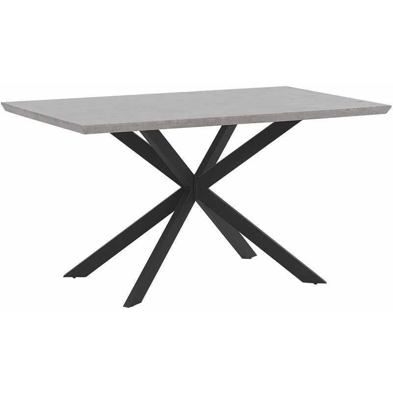 foto del prodotto beliani tavolo da pranzo legno mdf effetto cemento gambe nere 140 x 80 cm spectra