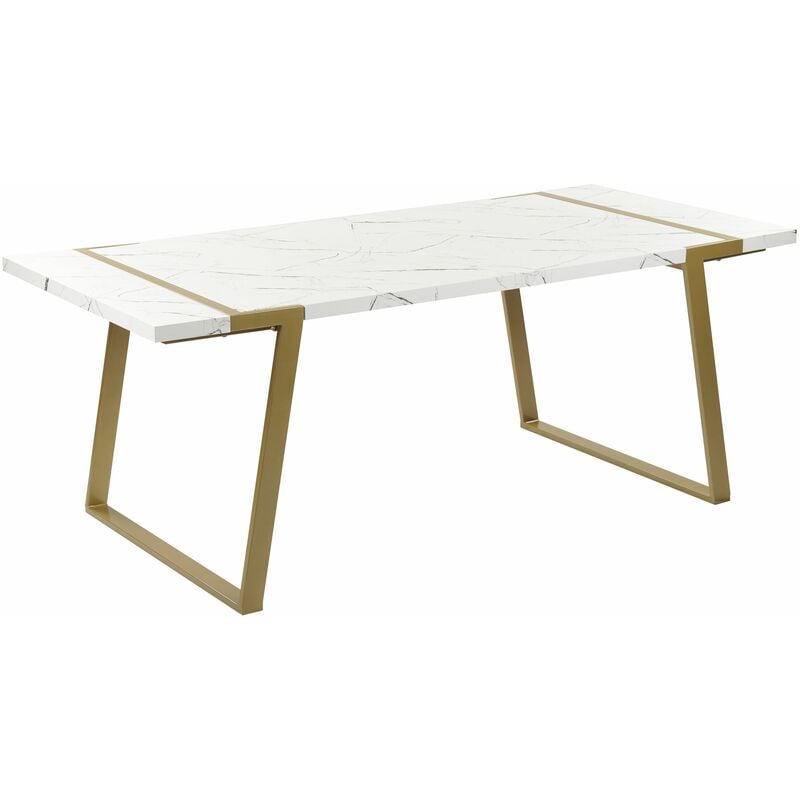 foto del prodotto beliani tavolo da pranzo moderno glamour piano effetto marmo gambe oro 90 x 200 cm martynika