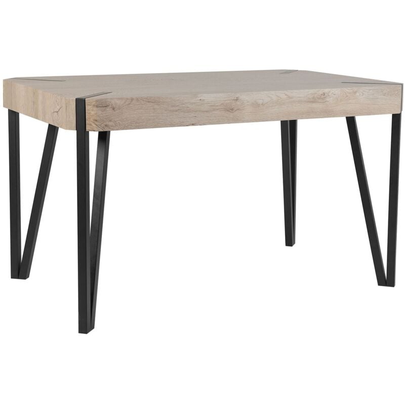 foto del prodotto beliani tavolo da pranzo piano in legno tortora gambe in metallo nero 130 x 80 cm cambell