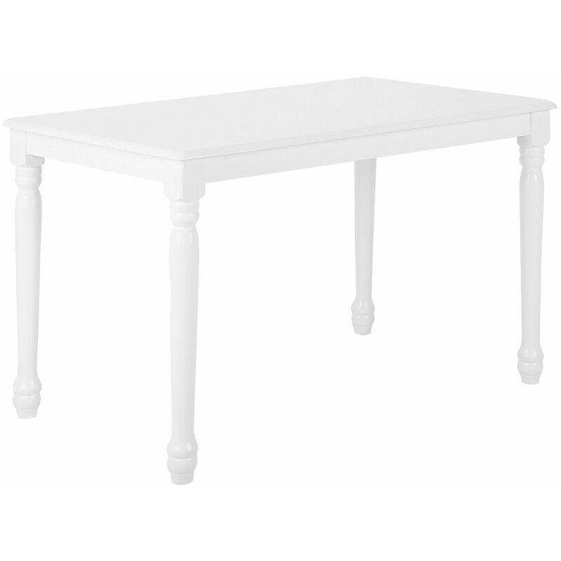 foto del prodotto beliani tavolo da pranzo rettangolare in legno di gomma bianco 120 x 75 cm cary