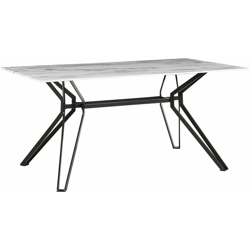 foto del prodotto beliani tavolo in vetro 160 x 90 cm effetto marmo e nero design moderno ballina