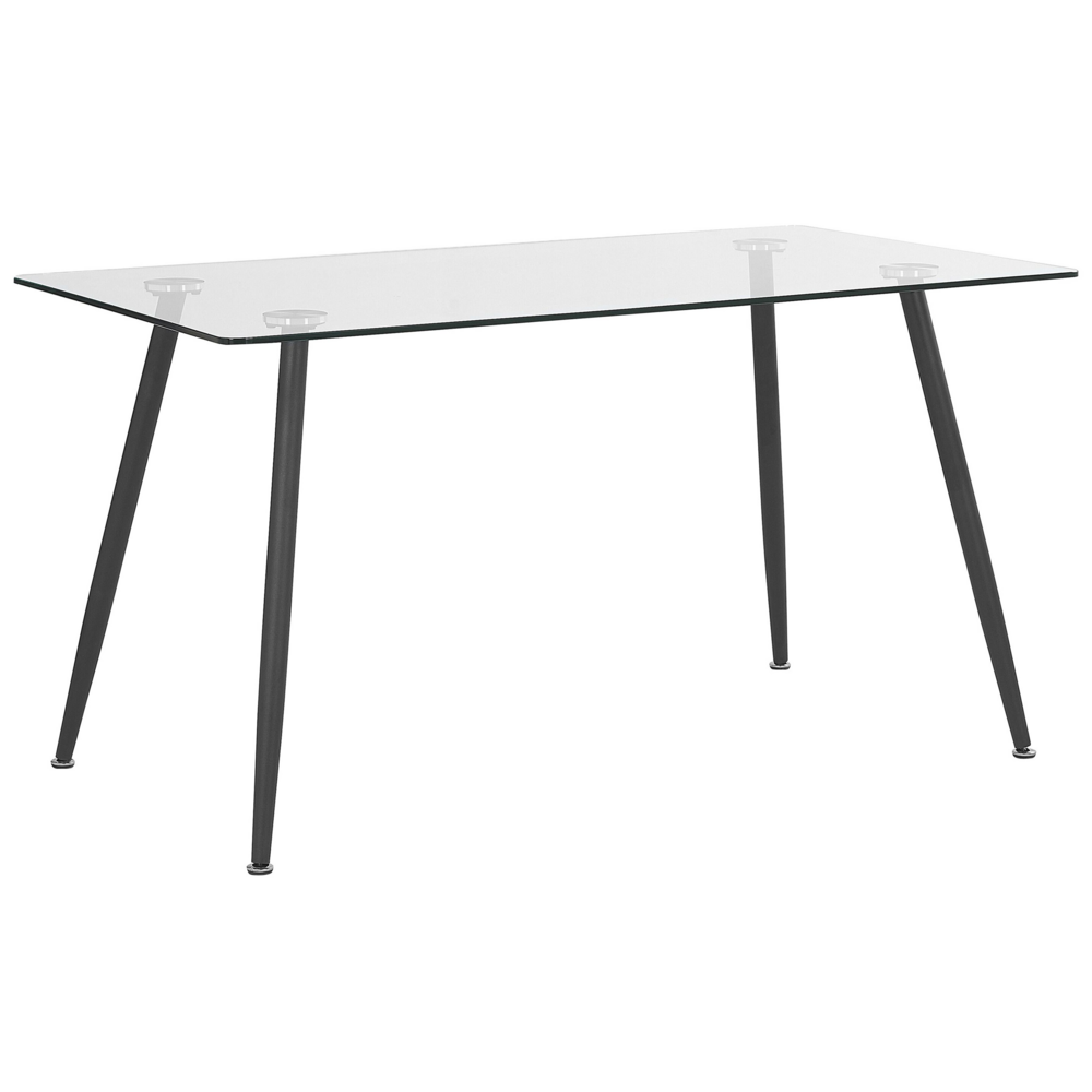 foto del prodotto beliani tavolo in vetro trasparente per 6 persone gambe in metallo 140 x 80 cm midland