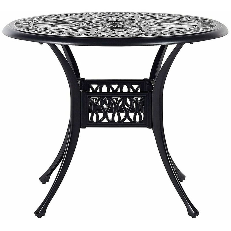 foto del prodotto beliani tavolo rotondo da giardino stile vintage alluminio nero 90 cm ancona