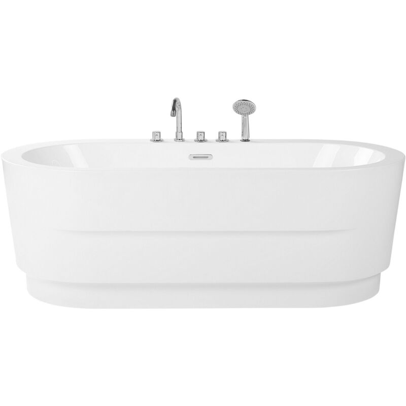 foto del prodotto beliani vasca da bagno freestanding acrilico bianco ovale con miscelatore 170 cm empresa