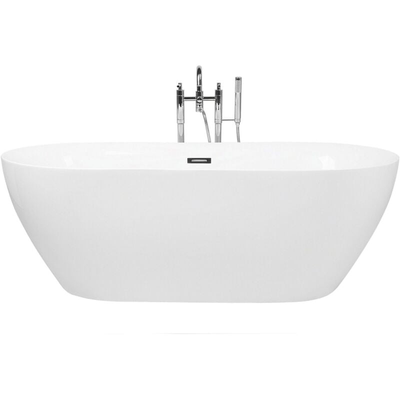 foto del prodotto beliani vasca da bagno freestanding acrilico sanitario bianco lucido 170 x 79 cm carrera