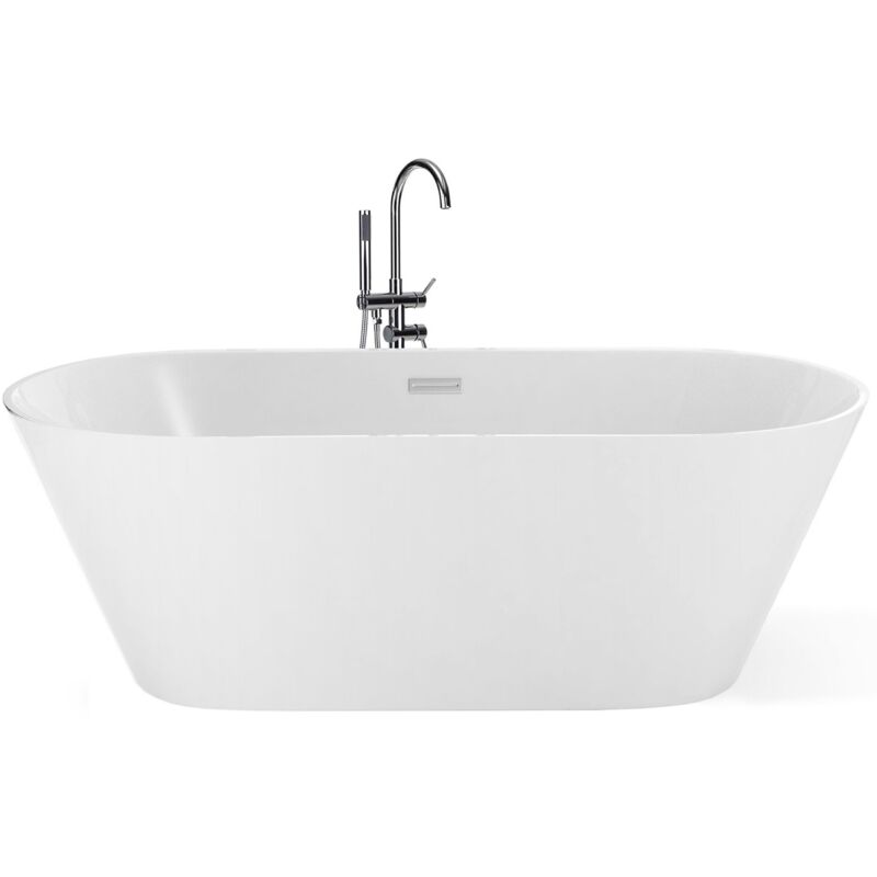 foto del prodotto beliani vasca da bagno freestanding acrilico sanitario bianco ovale 150 x 75 cm havana