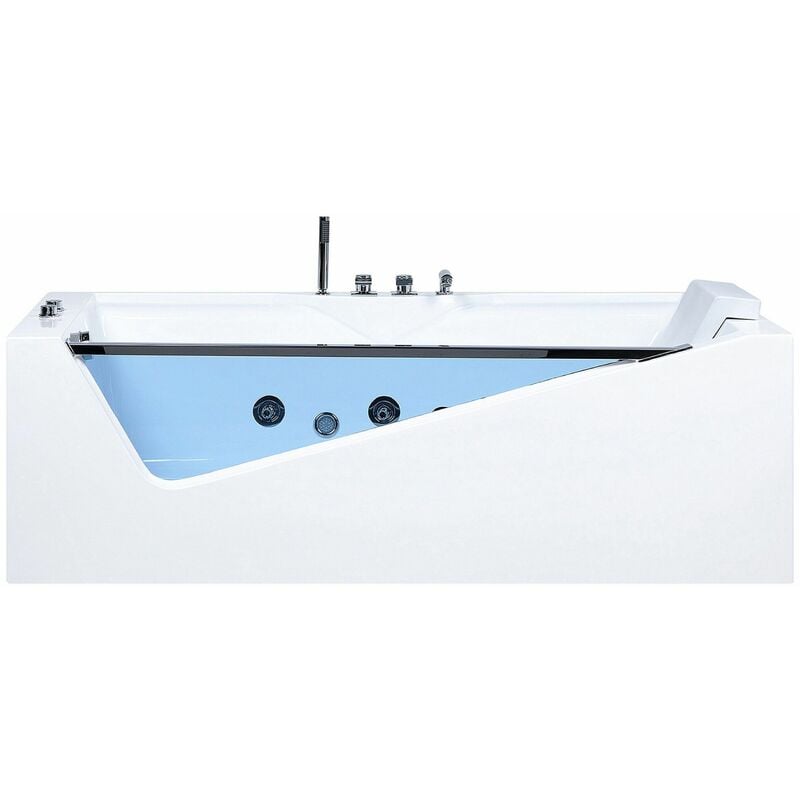 foto del prodotto beliani vasca idromassaggio acrilico sanitario bianco e vetro luci led 157 x 70 cm marquis