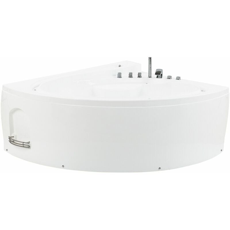 foto del prodotto beliani vasca idromassaggio acrilico sanitario bianco luci led ovale 206 x 164 cm pelican