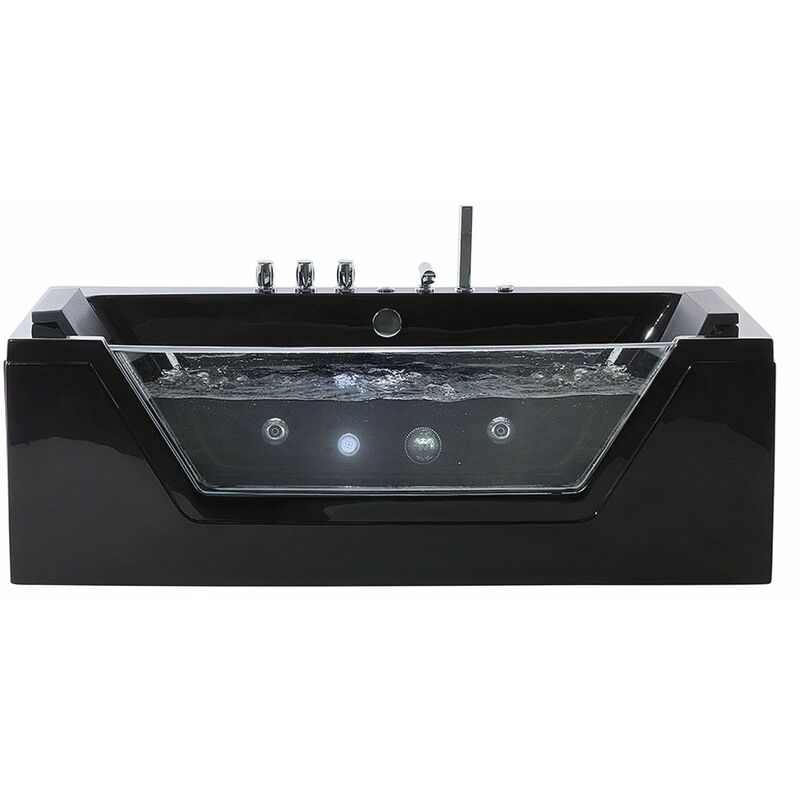 foto del prodotto beliani vasca idromassaggio in acrilico sanitario nero con led 150 cm samana