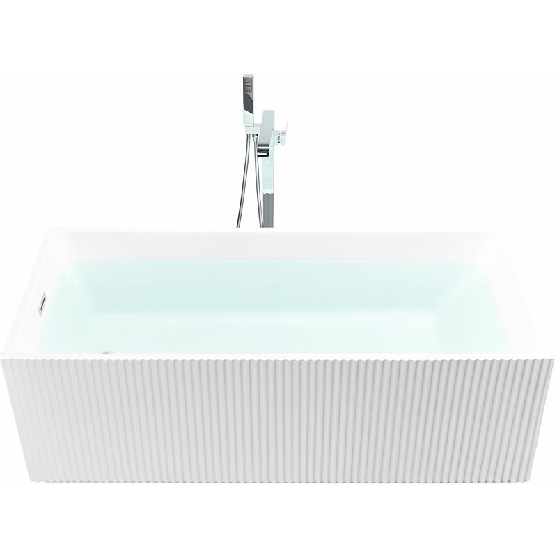 foto del prodotto beliani vasca moderna freestanding rettangolare 170 x 80 cm acrilico finitura scanalata bagno bianco opaco gocta