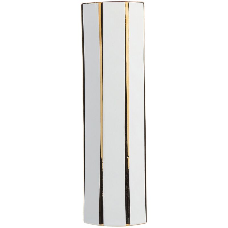 foto del prodotto beliani vaso da fiori ceramica bianca e oro forma ottagonale moderna 40 cm estella
